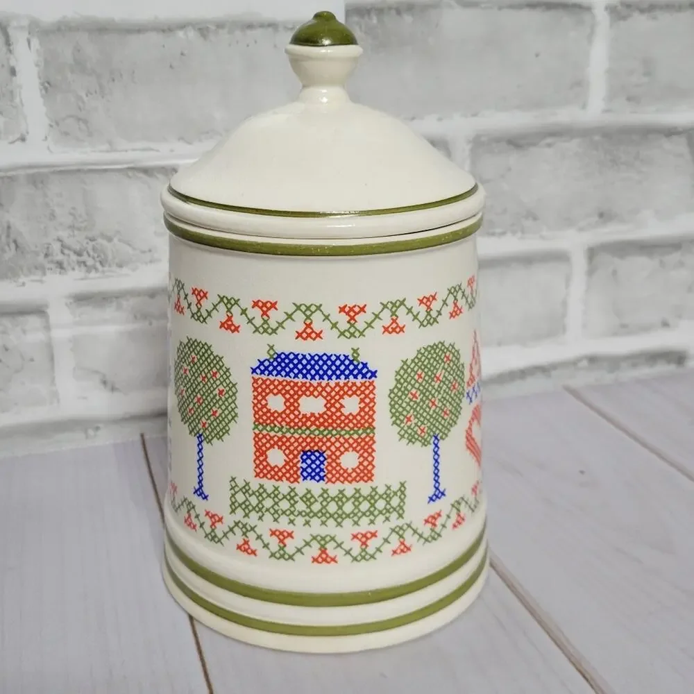 Vintage 1990s Kitchen Decor ABC 123 Canister  with Lid (9
